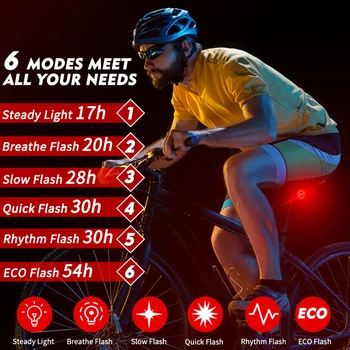 Požičovňa Smart Auto Brzdy Snímanie Svetla IPx6 Vodotesný LED USB Nabíjanie Cyklistické zadné svetlo na Bicykel Zadné Svetlo Príslušenstvo ciclismo