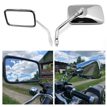 2 ks Univerzálny Obdĺžnik Hliníkové Motocykel Spätných Zrkadiel 10 mm Upraviť Uhol Chrome Motocykel Retrovisor Zrkadlo Accessorie