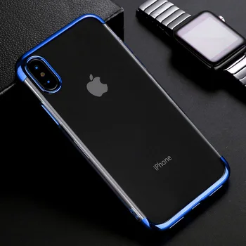 Transparentné Jasné, elektrolyticky pokrývajú Mäkké TPU Telefón puzdro Pre Apple iPhone X XS Max XR 8 7 6 6 Plus Shockproof Silikónový Kryt Nárazníka