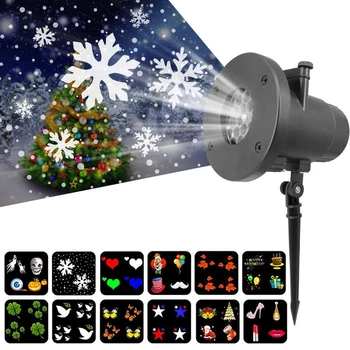 12 Vzory LED Snowflake Projektor Nočné Svetlo Trávnik Film Lampy záhradné svetlo Snowflake Pohybujú Disco Svetlá, Vianočné Dekorácie