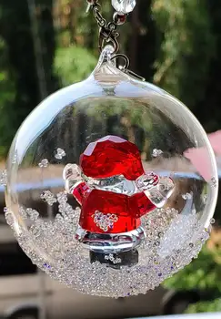 High-end Crystal Santa Claus Figúrky Miniatúry Ornament Sklo Snehuliak Craft Vianoce, Výzdoba Auta visí Dekor Domova Deti darček