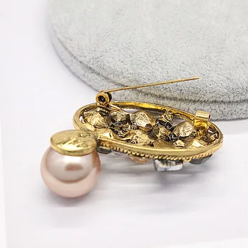Ajojewel Luxusné Šampanské/Sivá Simulované-pearl Prívesok Brošňa Vintage hodvábna šatka šperky