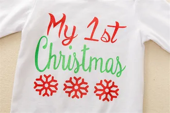 Vianočné 3ks Vyhovovali Oblečenie Dieťa, Baby, Deti, Dievčatá Módne Dlhý Rukáv List Romper Top + Pevné Nohavice + Plášť s Kapucňou