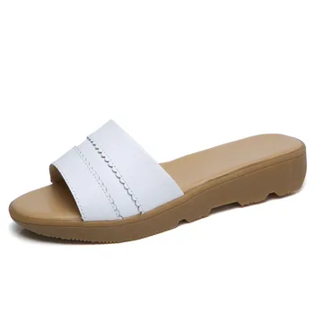BeckyWalk Sandále Ženy Klinu Topánky Originálne Kožené Sandále na Platforme Dámy Listov Žena Papuče Sandále Letné Topánky WSH2720