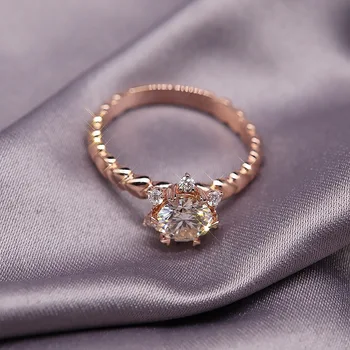 14K Rose Gold ring Kvet štýl Moissanite Prsteň snubný Prsteň Výročie Lab Diamond Vyrobené Romantický štýl
