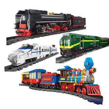 Technic Tvorcovia elektrický vlak železničnej deti zmontované vzdelávacie stavebné bloky vlak hračky Vzdelávacie Hračky, Vianočné Darčeky