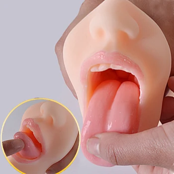 Realistické Pocket Pussy Deep Throat Muž Masturbator Orálny Sex Fajčenie Masturbácia Pohár s Zubov Jazyk Sexuálne Hračky pre Mužov
