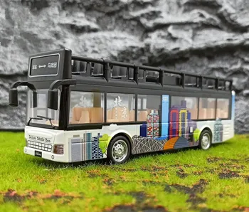 1:50 zliatiny vytiahnuť späť open-top double-decker bus model,prehliadka mesta autobusom,simulácia zvuku a svetla, 3 dvere,doprava zdarma