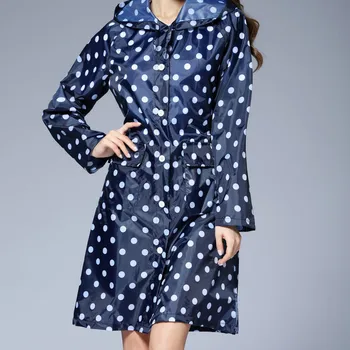 Móda Dot Lady Polyester Pršiplášť Nepriepustné Dospelých Žien Daždi Kabát Nepremokavé Vonkajšie Pončo Veľký Klobúk Prenosné Cestovné Rainwear