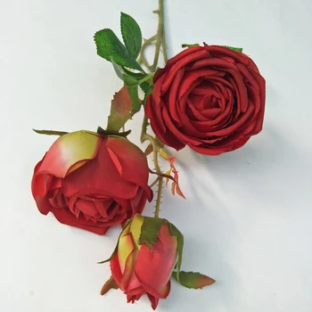 JAROWN Umelých Rastlín Simulácia Hodvábneho Kvetu 3 Hlavy Princezná Ruže, Kvety Čaj Ruže, Svadba Domáce Dekorácie Falošné Kvet Flores