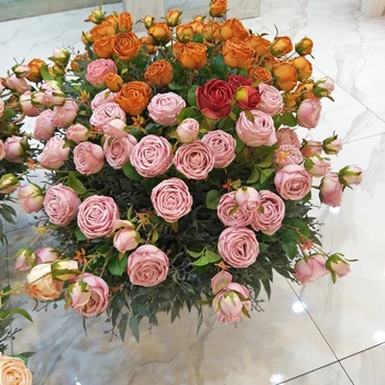 JAROWN Umelých Rastlín Simulácia Hodvábneho Kvetu 3 Hlavy Princezná Ruže, Kvety Čaj Ruže, Svadba Domáce Dekorácie Falošné Kvet Flores