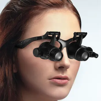Sledujte Opravy Lupa Zväčšovacie Okuliare 10X 15X 20X 25X Dual Oko Šperky S 2 LED Svetlá, Nové Loupe Objektív Mikroskopu