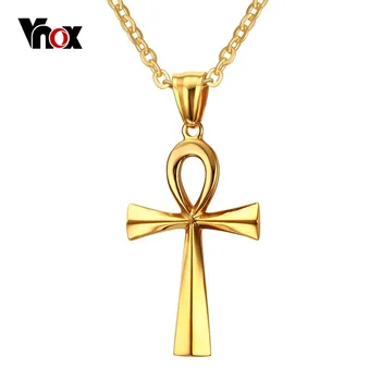 Vnox Retro Ankh Náhrdelník Egyptský Kríž Náhrdelníky & Prívesky, Šperky, Zlato-farba Vintage Jadrom Ansata Modlitba Šperky