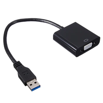 1080P USB 3.0 na VGA Displej Externý Video Grafický Adaptér Kábel Pre Win 7 8, Čierna