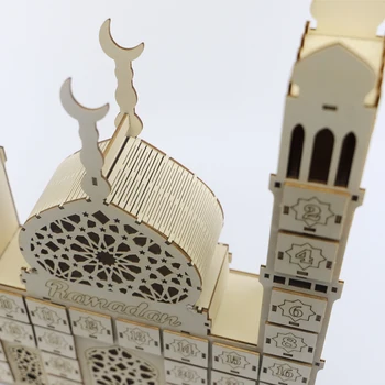 1pc Drevené Kalendár Ornament DIY Šuplíku, Časovač, Kalendár Plavidlá Ramadánu Príslušenstvo Strana Láskavosti Pre Islam Eid Corban Každodenné Použitie