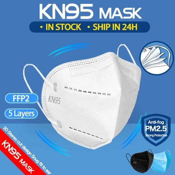 FFP2 Maska KN95 Úst Tvár Masky Filtra Prachotesný Anti-fog Respirátor Priedušná 5-Vrstvu Ochrany Mascarillas kn95 Maska