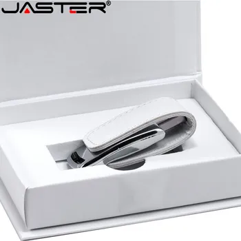 JASTER (viac 10PCS zadarmo LOGO) USB 2.0 biela koža + box kl ' úč usb flash disk 4 GB 8 GB 16 GB 32 GB, 64 GB externé ukladacie
