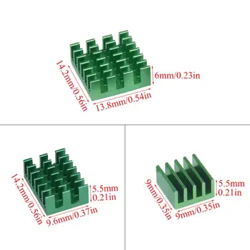 10 - 500 Nastaviť Hliníkový Chladič na Chladenie Chladič Cooler Chladič 3ks Súpravy Radiátorov Pre Raspberry Pi 4B Zelená