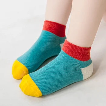 1-12y Deti chlapcov Tenké teenagerov krátke Ponožky kontrast farieb pre Jar Leto dievča Batoľa Ponožky 5 párov / pack