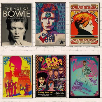 David Bowie Diamond maľovanie Nastaviť Retro Vintage Rockovej Hudby, Kraft Papier Plagáty Rocková Speváčka Samolepky na Stenu Cafe Bar Miestnosti Dekorácie