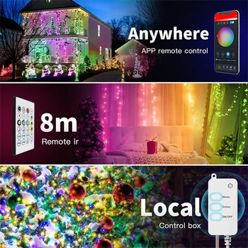 Benexmart Tuya WiFi Smart RGB LED Reťazec Svetlá USB Nabíjanie Pásy Svetla, Alexa Domovská stránka Google Diaľkové Ovládanie Vianočný Dekor 5m 10m