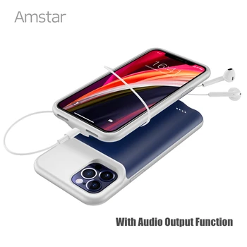 Amstar Shockproof Batériu, Nabíjačku, puzdro pre iPhone 12 Pro Max 12 Mini Powerbank Prípade Externé Nabíjanie Batérie Pack Zálohy Prípade