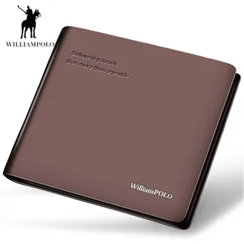 WilliamPOLO boutique British peňaženky, pánske krátke odseku pravej kože prierez peňaženky ultra-tenké kožené príliv mužov taška