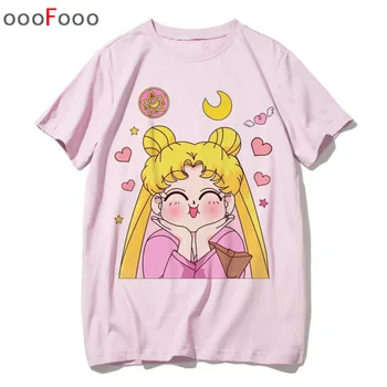 Sailor Moon Fashion Tričko Ženy Ženy Top Tees Harajuku Krátky Rukáv, Nový Ulzzang T-Shirt Cute Cat Letné Tričko Kreslených