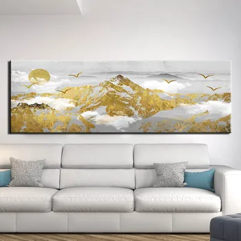 Modulárny plátno, maľovanie na Sneh, hory Obrázok wall art Glod horských obrazov na stenu pre obývacia izba scenérie vytlačí domova