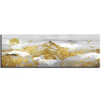 Modulárny plátno, maľovanie na Sneh, hory Obrázok wall art Glod horských obrazov na stenu pre obývacia izba scenérie vytlačí domova