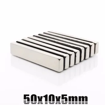 10pcs Nové 50 x 10 x 5 mm Super Silné Dlhé Blok Bar Magnet 50*10*5 Vzácnych Zemín Neodýmu permanentným magnetom Námestie magnet 50x10x5