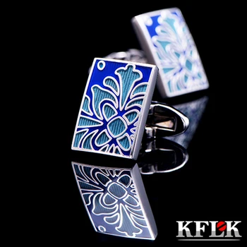 KFLK Luxusné 2020 hot tričko manžetové gombíky pre mužov, Darčeky Značky putá tlačidlá Modré Smalt manžetové Vysokej Kvality abotoaduras Šperky