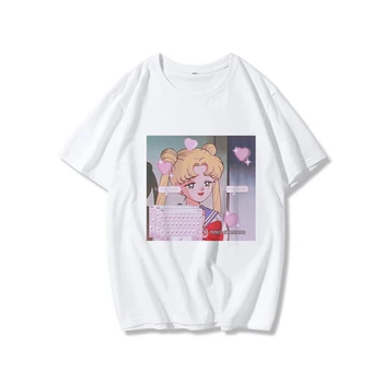 Letné dámske Harajuku kawaii O-neck fashion tričko Liči Japonské Anime, Komiksu, voľná-krátke rukávy T-shirt