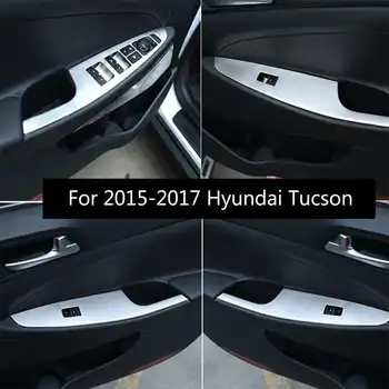 4PCS ABS Interiéru Vozidla Nálepky Okno Výťah Prepnúť Tlačidlo Prepnúť Panel Rám Orezania Zahŕňa Príslušenstvo Pre Hyundai Tucson-2017