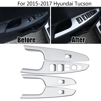 4PCS ABS Interiéru Vozidla Nálepky Okno Výťah Prepnúť Tlačidlo Prepnúť Panel Rám Orezania Zahŕňa Príslušenstvo Pre Hyundai Tucson-2017