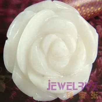 Hailambo Krásna Prírodná Biela Jades Vyrezávané Rose Prívesok Gem-Kamenný Kvet Prívesok Figúrka Šťastie, Šperky pre Dievča, Darček RP04#