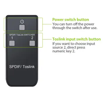 LiNKFOR 2x1 SPDIF Toslink Prepínač s IR Diaľkové Ovládanie podporu LPCM2.0/DTS/Dolby-AC3, Audio Formát Toslink Prepínač Adaptéra