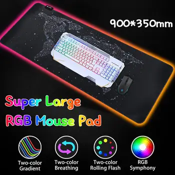 Japonsko Umenie Veľká Vlna RGB Gaming Mousepad 14 Farieb Veľký LED Osvetlenie Podložku pod Myš, písací Stôl Podložka Gumová Klávesnica Mat Rôznych Veľkostiach urob si sám