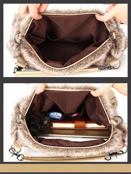 Ženy'sportable Plyšové taška nové elegantné temperament kabelka dizajnér napodobňuje králik vlasy žena Messenger Taška Móda a voľný čas