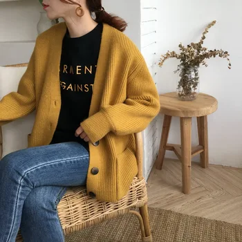Ženy Vesty Sveter V krku Pevné Voľné Knitwear Singel svojim Bežné Pletený Sveter Outwear Zimná Bunda, Kabát 2020