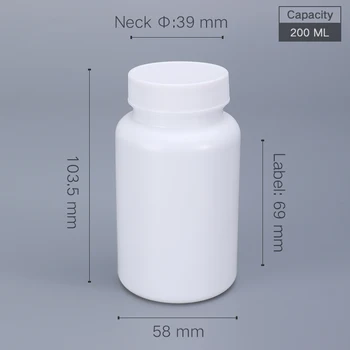 UMETASS 200 ML Prázdne plastové fľaše pre kapsule HDPE farmaceutické pilulku fľaše medicíny vitamín kontajner 20PCS/veľa
