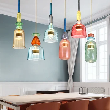 Macaron Sklenený prívesok svetlá, osvetlenie, moderné závesné LED svietidlá obývacia izba jedáleň kaviareň prívesok lampy domova svetla