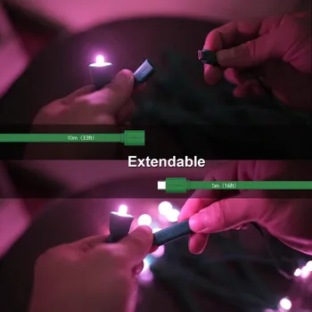 MIPOW PLAYBULB 10m Smart String Svetlo Vonkajšie Vianočné Svetlo Vodotesný LED Lano Svetlo App Control