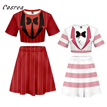 Anime Hazbin Cosplay Hotel Kostým T-shirt Dress Charlie Alastor Cosplay Jednotné Hazbin Obleky, Šaty, Tričká pre Dievčatá a Ženy,