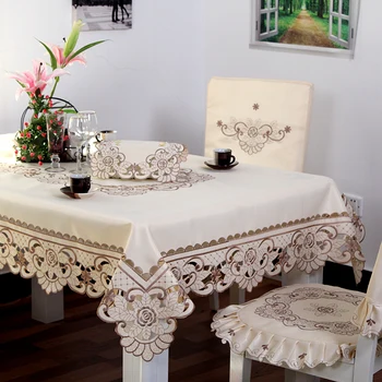 TY010 Európskej pastoračnej obrus vyšívaných stolových kryt pre svadobné dekorácie prachotesný jedálenský stôl látkové kreslo kryt