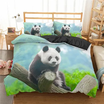 3D Panda posteľná bielizeň Nastaviť Vytlačené Zvierat Perinu Twin Plný Kráľovná Kráľ Dvojité AU Jednej Veľkosti Posteľná obliečka na Vankúš 2/3ks