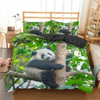 3D Panda posteľná bielizeň Nastaviť Vytlačené Zvierat Perinu Twin Plný Kráľovná Kráľ Dvojité AU Jednej Veľkosti Posteľná obliečka na Vankúš 2/3ks