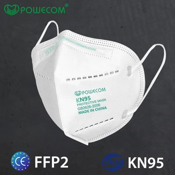 POWECOM KN95 pleťové Masky Ochranný Respirátor 95% Filteration CE FFP2 Úst Masky Kryt Prachu Priedušná 5 Ply Filter Maska Utlmiť