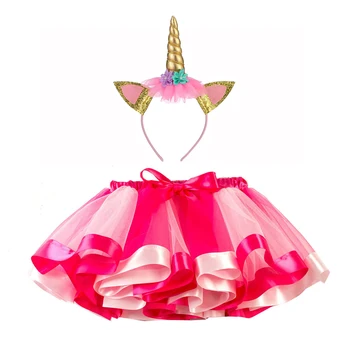 Dievčatá Batoľa Sukne Jednorožec Čelenka + Rainbow Tutu Nastaviť Deti Jednorožec Strany Vďakyvzdania Dieťa Dievča Oblečenie, Vianočné Tutu sukne