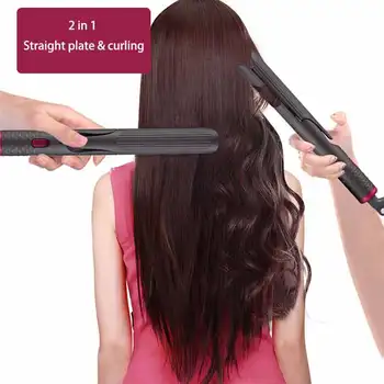 Hair Straightener a Curler 2v1,Negatívne Ióny Vlasov Curler a Straightener v Jednom,Keramické Titán Vyrovnávaním Ploché Železo pre